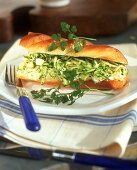 Egg and courgette sandwich in baguette