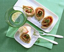Turkey and cheese wrap, with cress garnish