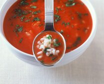Fruity tomato soup with rice
