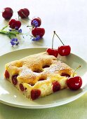Piece of Madeira cake with cherries