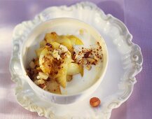 Yoghurt with cinnamon apple and nuts