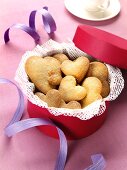 Heart-shaped biscuits in gift box