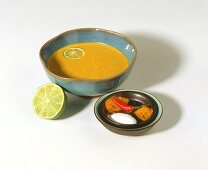 Asian marinade: coconut milk, turmeric, chili, lime