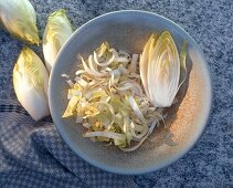 Chicory, one half and one cut open on a plate