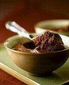 Mousse au chocolat in a small bowl