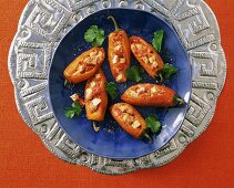 Chile rellenos (chili peppers stuffed with chicken, Mexico)