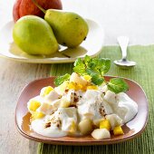 Peach and pear raita with cinnamon