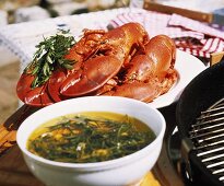 Grilled Lobsters with Herbed Oil