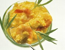 Risotto alla milanese con scampi (saffron rice with shrimp)