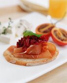 Ciabatta with prosciutto and beetroot