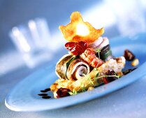 Steamed brook trout rolls with crayfish & Jerusalem artichokes