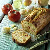 Tomato and ginger loaf with ingredients
