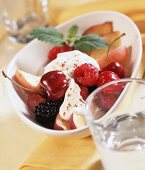Fruit salad with yoghurt and cinnamon
