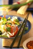 Rice noodle salad with vegetables and peanuts