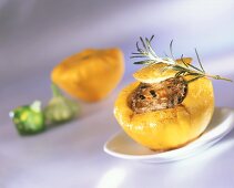 Mini-patty pan squashes stuffed with minced lamb
