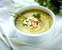 Creamy potato soup with sour cream