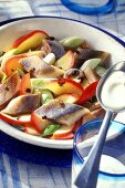 Matje herring salad with juniper cream and apples