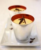 Marzipan mousse with chocolate curls