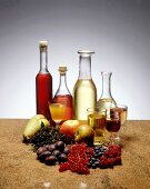 Various fruit wines and fresh fruits