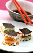 Sushi sandwiches with soy sauce