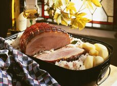 Baked ham with potatoes and sauerkraut (Alsace)
