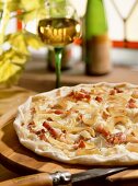 Alsatian tarte flambe with bacon and onions