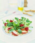 Corn salad with apple, radishes and sunflower seeds