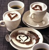 Espresso macchiato with cocoa heart