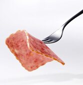Slice of Jagdwurst (hunter's sausage) on fork