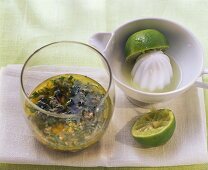 Herb dressing in glass