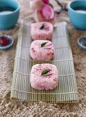 Sweet Japanese rice cakes with plums