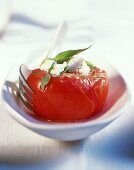 Tomatoes stuffed with sheep’s cheese and basil