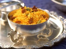 Kesar bhaat (sweet saffron rice), Maharashtra, India