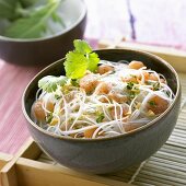 Glass noodles with shrimps and coconut whip (Thailand)
