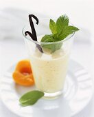 Nectarine and vanilla shake with mint leaf