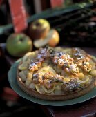 Apple and lemon tart with elderflower fritters
