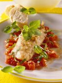 Red mullet fillet with basil and tomatoes