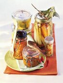 Various pickled vegetables and chutneys