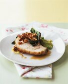 Pork chop with crackling on plate