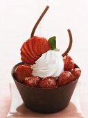 Strawberries and cream in chocolate shell