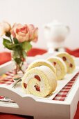 Sponge roll with strawberry filling