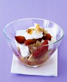 Plum and amaretti trifle with cream