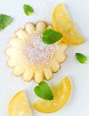 Lemon madeleines with candied lemon slices