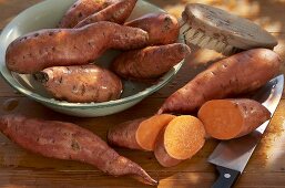 Scrubbed sweet potatoes