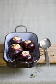Beetroot stuffed with feta and lentils