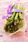 A bundle of green asparagus