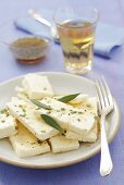 Feta cheese with rosemary and honey