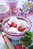 Strawberry soup with egg white dumplings