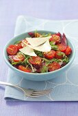 Radicchio, rocket and cherry tomato salad with Parmesan