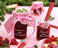 Jars of redcurrant jam